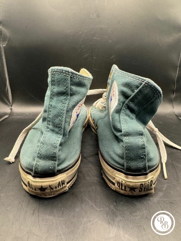 Ancienne paire de Converses - Made in Usa - Des années 1980 - Vert Canvas- Collection - Vintage - Taille 5-37 – Image 5
