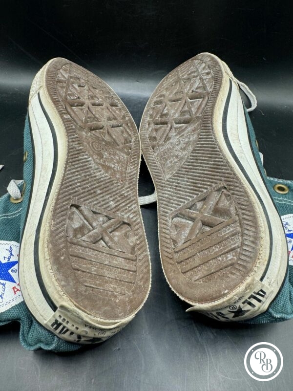 Ancienne paire de Converses - Made in Usa - Des années 1980 - Vert Canvas- Collection - Vintage - Taille 5-37 – Image 6