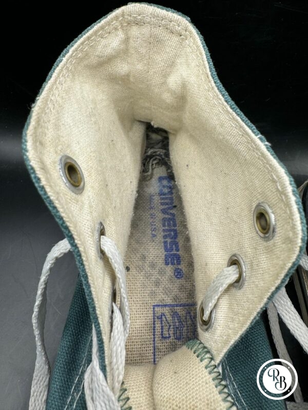 Ancienne paire de Converses - Made in Usa - Des années 1980 - Vert Canvas- Collection - Vintage - Taille 5-37 – Image 8