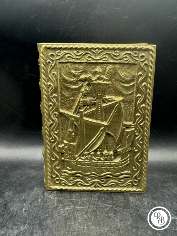 Ancienne rare Boîte en bronze en forme de livre avec un navire en couverture - Signée Max Le Verrier - Circa 1925 - Décoration - Collection – Image 3