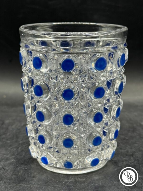 Ensemble garniture de toilette en cristal moulé modèle Diamant pierreries de la Maison Baccarat - Décor de motifs pointes de diamants avec rehauts d’émaux bleus - Signé - Vers 1900/1910 - Collection - Décoration – Image 20