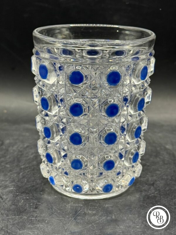 Ensemble garniture de toilette en cristal moulé modèle Diamant pierreries de la Maison Baccarat - Décor de motifs pointes de diamants avec rehauts d’émaux bleus - Signé - Vers 1900/1910 - Collection - Décoration – Image 21