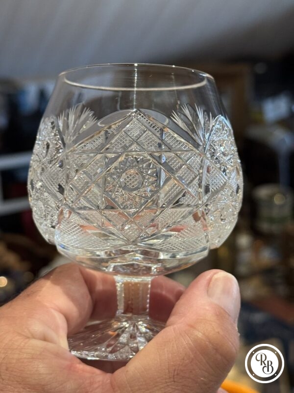 Ensemble de 6 beaux verres en cristal - A Cognac ou à Brandy - Décor aux motifs travaillés - Vintage des années 70/80 - Collection - Décoration – Image 4