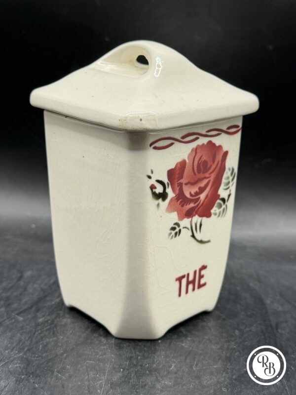 Ancien pot à Epices et son couvercle - Thé - De la faïencerie Badonviller - Décor floral - Modèle « Roses » - Collection - Décoration - Arts de la table – Image 4