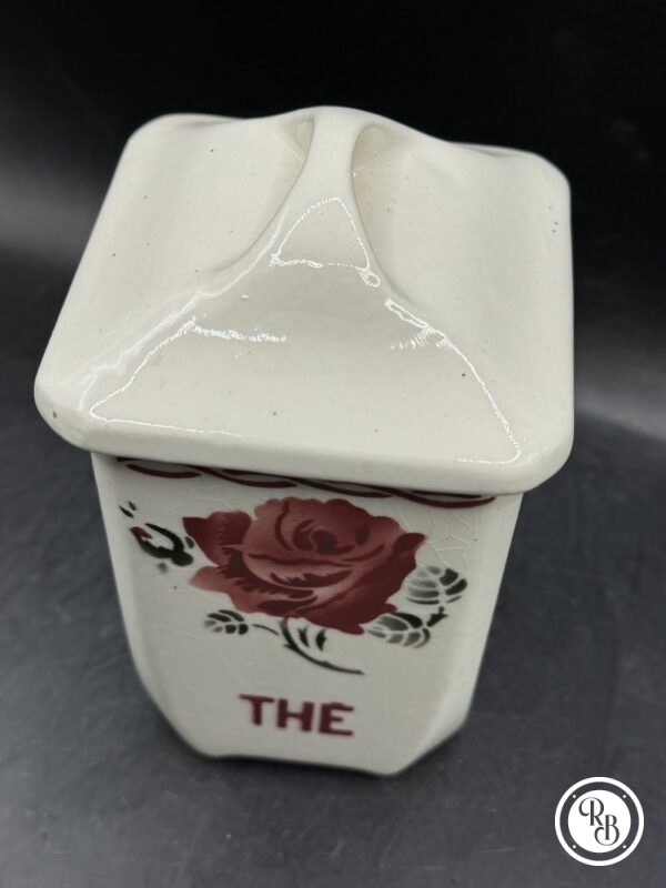 Ancien pot à Epices et son couvercle - Thé - De la faïencerie Badonviller - Décor floral - Modèle « Roses » - Collection - Décoration - Arts de la table – Image 5