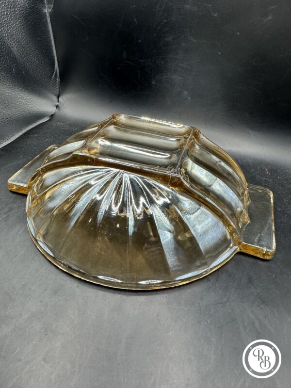 Ancien plat vintage en verre moulé irisé jaune, doré, un peu... cuivré - Collection - Décoration - Arts de la table – Image 7