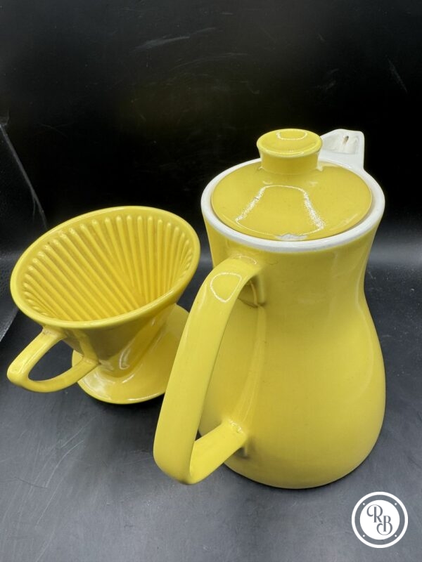 Ancienne Cafetière à filtre Melitta 102 en faïence jaune - Estampillée - Collection - Décoration - Vintage - Vers 1960 – Image 5