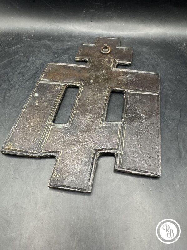 Ancienne rare Antique croix ou crucifix chrétien orthodoxe russe en bronze doré et ornementé - Russie ou Ukraine - Circa 1890/1900 - Décoration - Collection – Image 5