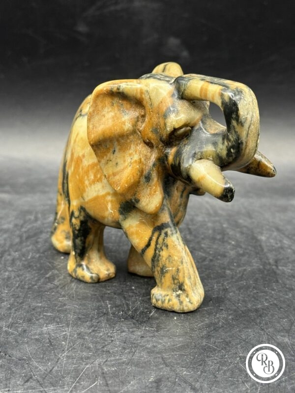 Ancienne miniature d'Eléphant réalisée à la main en pierre dure marron et noire - Asie - Datant des années 80 - Collection - Décoration - Vintage – Image 3