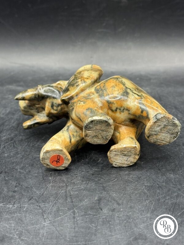 Ancienne miniature d'Eléphant réalisée à la main en pierre dure marron et noire - Asie - Datant des années 80 - Collection - Décoration - Vintage – Image 6