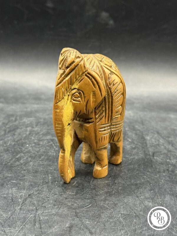 Ancienne miniature d'Eléphant en bois réalisée et sculptée à la main - Asie - Datant des années 80 - Collection - Décoration - Vintage – Image 3