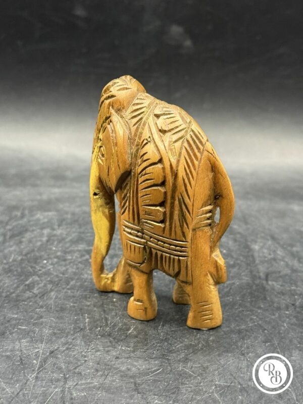 Ancienne miniature d'Eléphant en bois réalisée et sculptée à la main - Asie - Datant des années 80 - Collection - Décoration - Vintage – Image 4