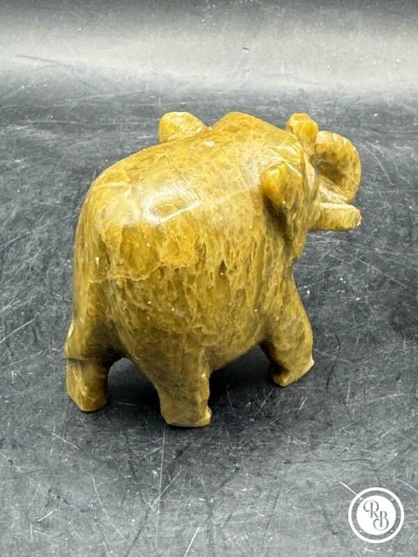 Anciennes miniatures lot/duo d'Eléphants en pierre dure (marron clair et vert) réalisées et sculptées à la main - Asie - Datant des années 80 - Collection - Décoration - Vintage – Image 4