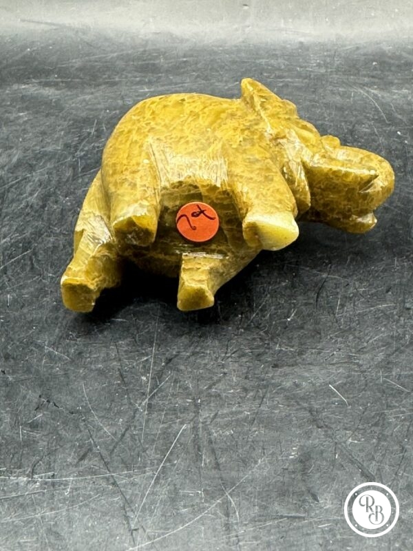 Ancienne miniature d'Eléphant en pierre dure (marron vert) réalisée et sculptée à la main - Asie - Datant des années 80 - Collection - Décoration - Vintage – Image 6