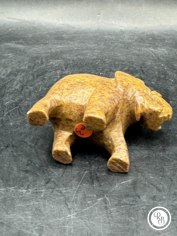 Ancienne miniature d'Eléphant en pierre dure (marron clair) réalisée et sculptée à la main - Asie - Datant des années 80 - Collection - Décoration - Vintage – Image 6