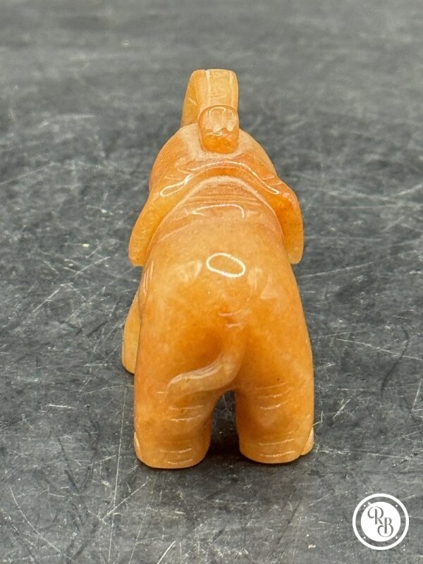 Ancienne miniature d'Eléphant en pierre dure (orange naturel) réalisée et sculptée à la main - Asie - Datant des années 80 - Collection - Décoration - Vintage – Image 4