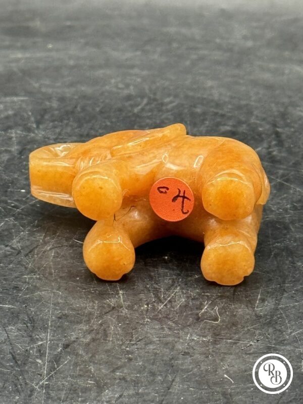 Ancienne miniature d'Eléphant en pierre dure (orange naturel) réalisée et sculptée à la main - Asie - Datant des années 80 - Collection - Décoration - Vintage – Image 5