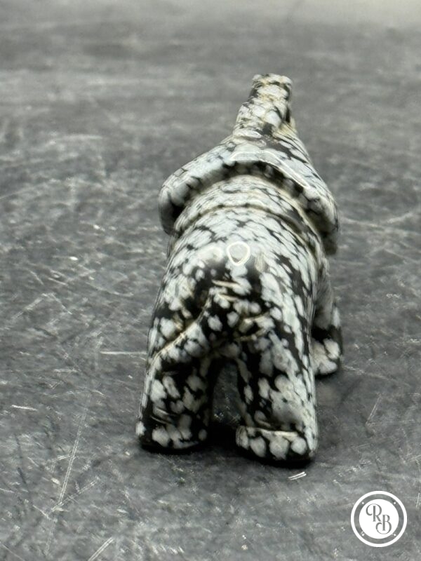 Ancienne miniature d'Eléphant en pierre dure (bicolore tachetée naturelle) réalisée et sculptée à la main - Asie - Datant des années 80 - Collection - Décoration - Vintage – Image 4