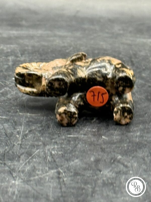 Ancienne miniature d'Eléphant en pierre dure (bicolore noir et rose) réalisée et sculptée à la main - Asie - Datant des années 80 - Collection - Décoration - Vintage – Image 5
