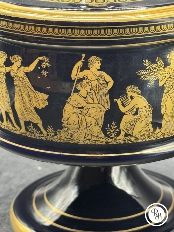 Magnifique pot/boite et son couvercle - En céramique noire - Spyropoulos - Dorure à l'or 24 carats - Fabriqué à la main en Grèce vers 1960 - Collection - Décoration - Vintage – Image 4