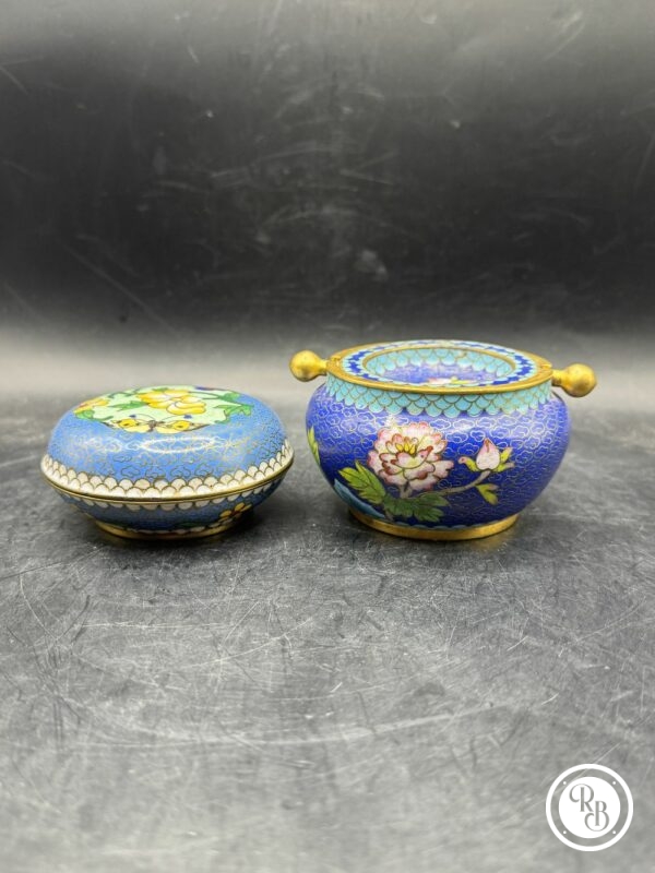 Lot/Ensemble de quatre objets chinois anciens en émail cloisonné - Pièces de vitrines - Cabinet de curiosité - Collection - Décoration – Image 2