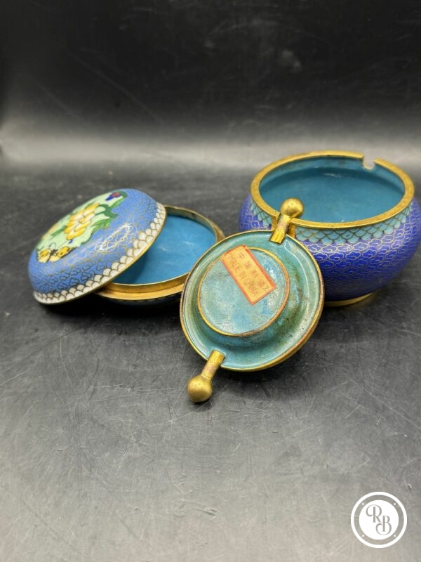 Lot/Ensemble de quatre objets chinois anciens en émail cloisonné - Pièces de vitrines - Cabinet de curiosité - Collection - Décoration – Image 4