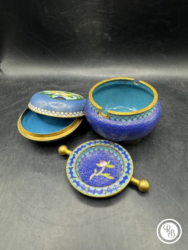 Lot/Ensemble de quatre objets chinois anciens en émail cloisonné - Pièces de vitrines - Cabinet de curiosité - Collection - Décoration – Image 5