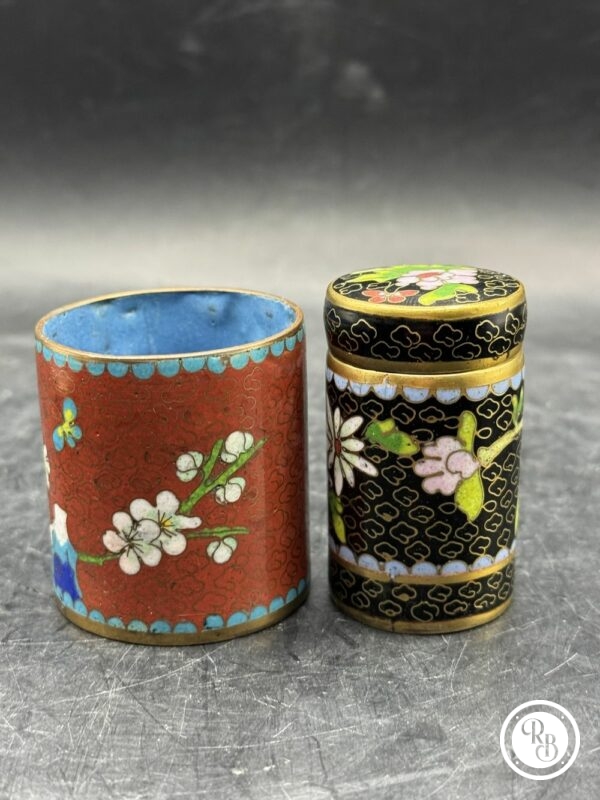 Lot/Ensemble de quatre objets chinois anciens en émail cloisonné - Pièces de vitrines - Cabinet de curiosité - Collection - Décoration – Image 8