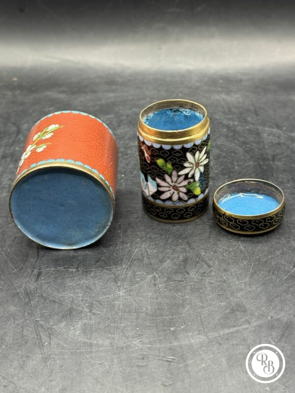 Lot/Ensemble de quatre objets chinois anciens en émail cloisonné - Pièces de vitrines - Cabinet de curiosité - Collection - Décoration – Image 9