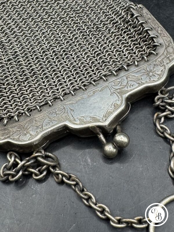 Porte-monnaie bourse réticule aumônière en métal argenté ou en argent - début 20ème - Art Nouveau - Collection - 2 – Image 5