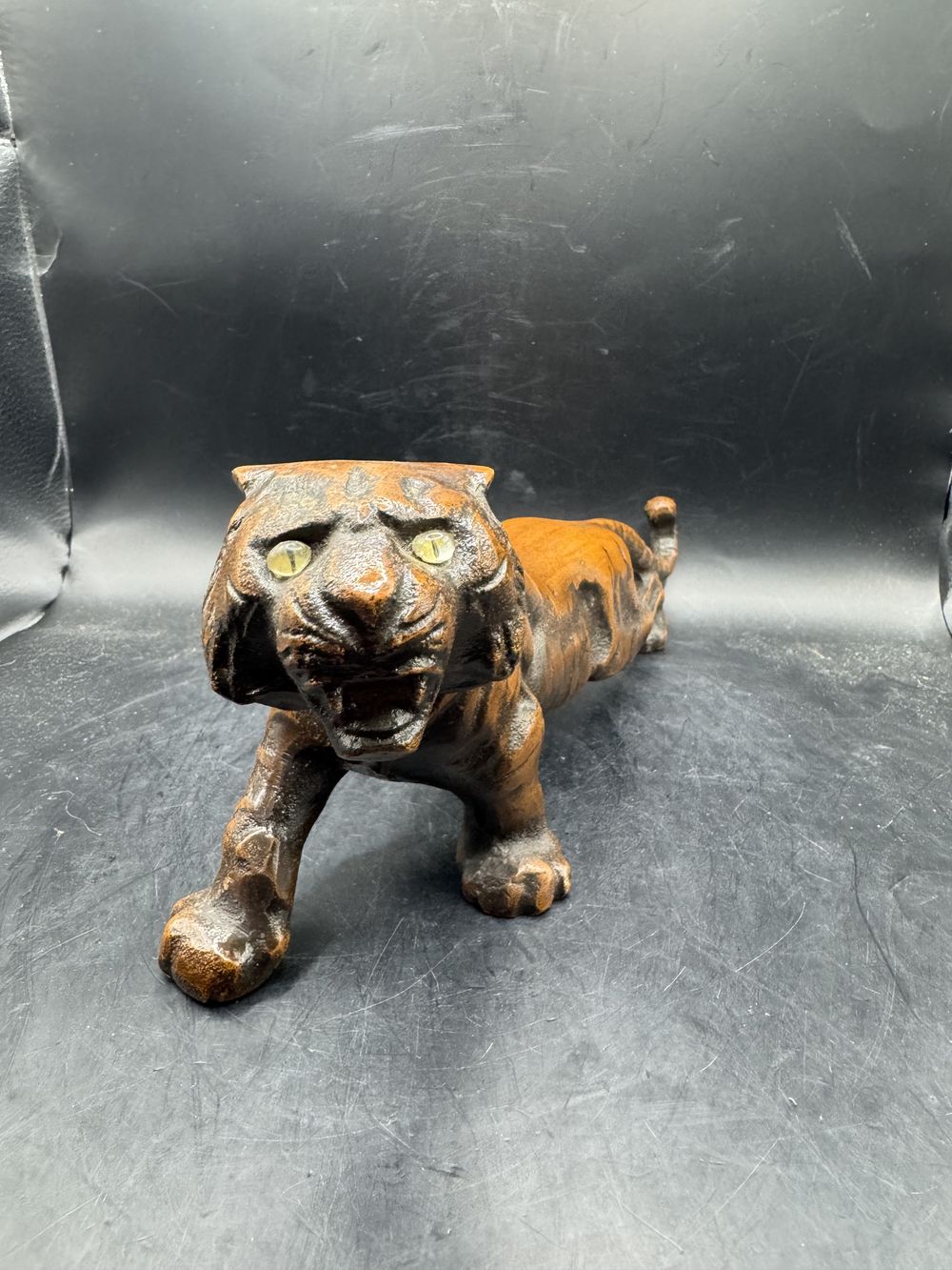 Rare ancienne et imposante statuette japonaise en bronze d'un tigre rugissant - Sculpture d'art - Epoque fin 19ème - Décoration - Collection - 28cm – Image 2