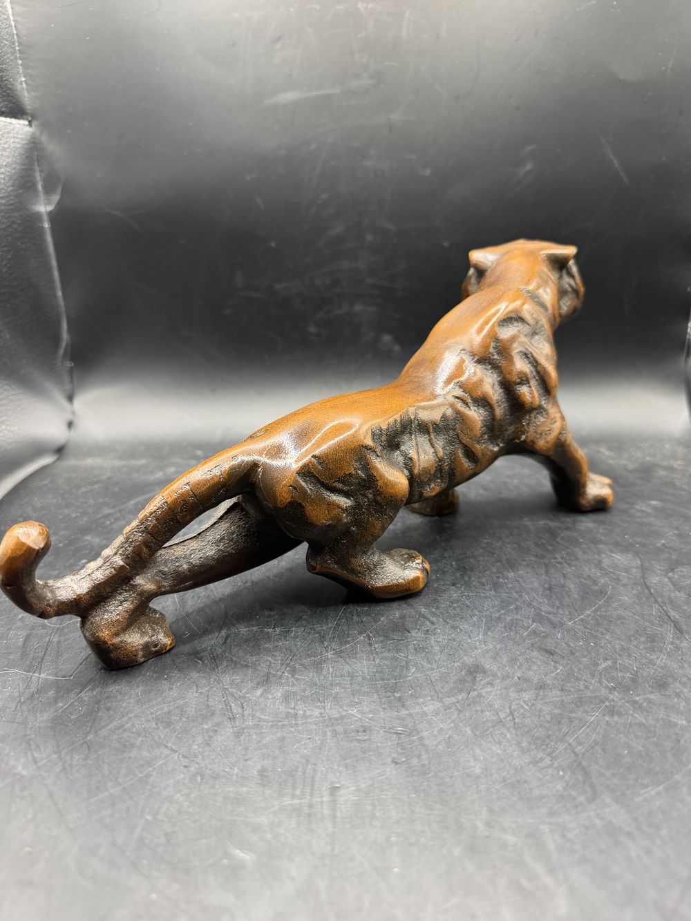 Rare ancienne et imposante statuette japonaise en bronze d'un tigre rugissant - Sculpture d'art - Epoque fin 19ème - Décoration - Collection - 28cm – Image 5