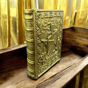 Ancienne rare Boîte en bronze en forme de livre avec un navire en couverture - Signée Max Le Verrier - Circa 1925 - Décoration - Collection