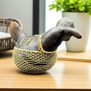 Ancienne Poule en bois exotique des 70 - Décoration - Collection