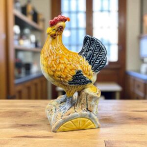 Charmant Coq/Poule en céramique peinte à la main des années 1950 - Collection - Décoration