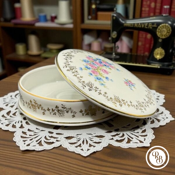 Ancienne Bonbonnière/Boite à bijoux en porcelaine de Limoges - Cid - Estampillée - A décor floral et dorure - Collection - Décoration