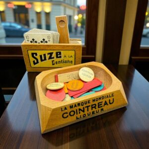 Ancien ensemble/lot de deux objets publicitaires bistro/bar/café/brasserie - Suze et Cointreau - En bois et d'époque 1940/1950 - Collection - Déco