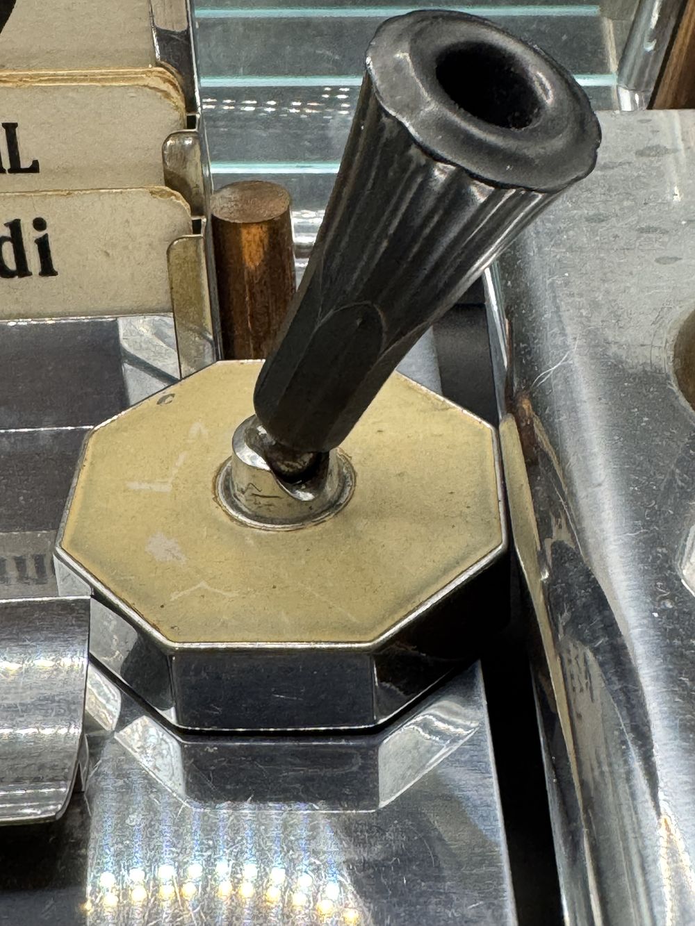 Ancien et rare ensemble de bureau (complet) en acier chromé et en verre - Epoque Art déco vers 1930 - Collection - Décoration – Image 6