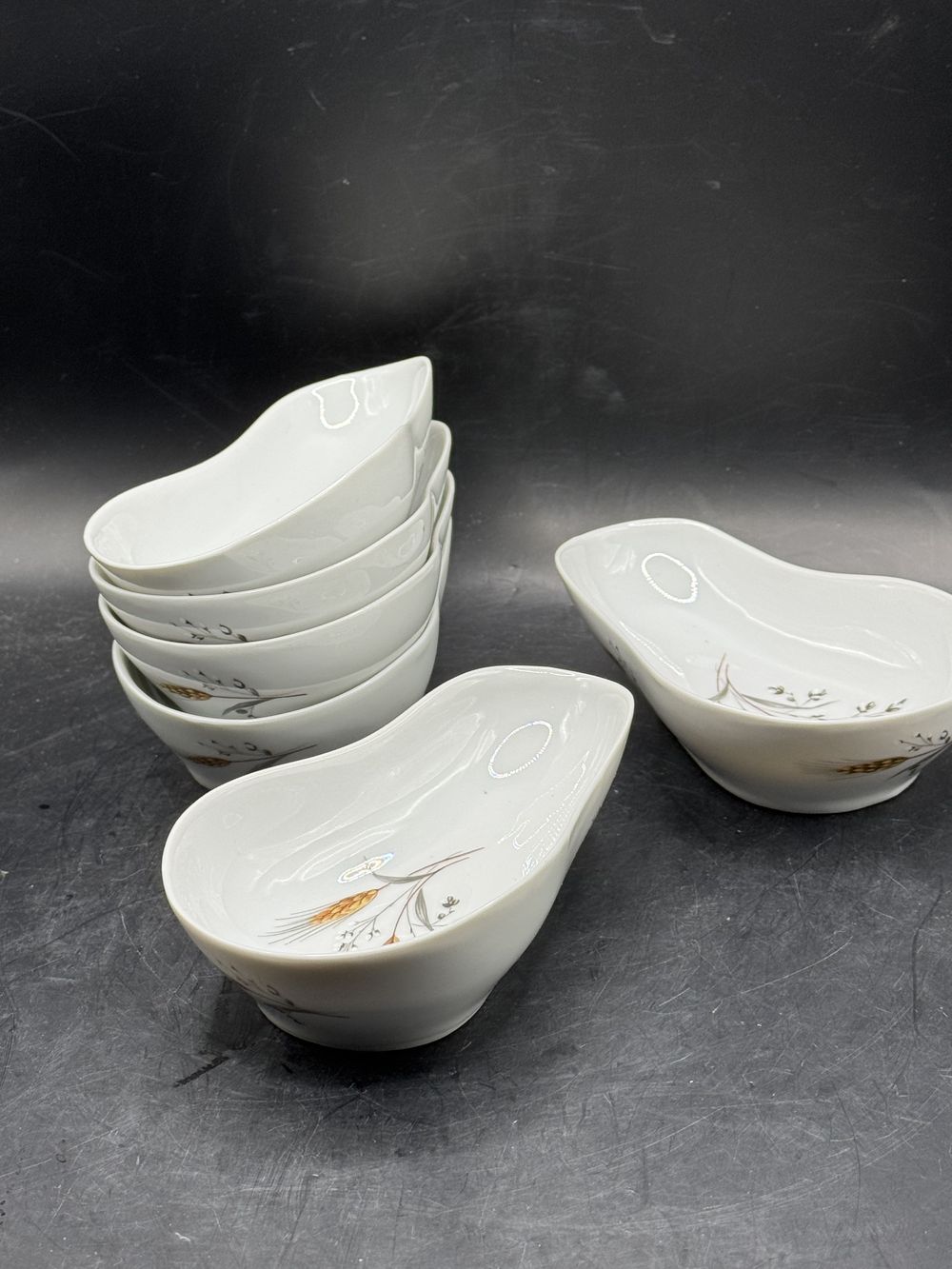 Ancien service à avocats : 6 coupelles en porcelaine de Limoges - Décor floral à la main - France - Vers 1970 - Collection - Déco – Image 5