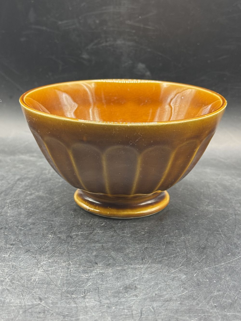 Bol à godons (à facettes) - Assez ancien - Café au Lait - En céramique marron - Estampillé Digoin-Sarreguemines - Décoration - Collection – Image 3