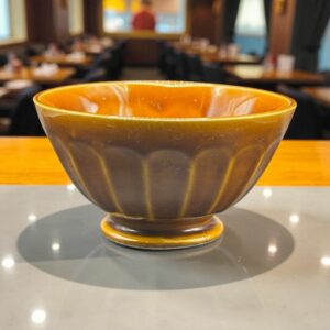 Bol à godons (à facettes) - Assez ancien - Café au Lait - En céramique marron - Estampillé Digoin-Sarreguemines - Décoration - Collection