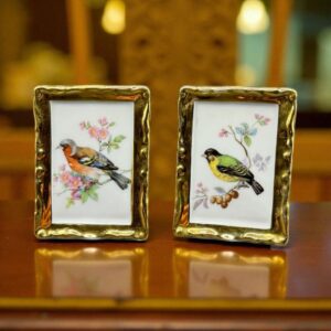 Lot de deux miniatures en Porcelaine d'art - de Limoges - Décor oiseaux fait à la main - France - Collection - Déco
