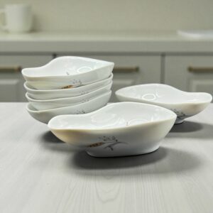 Ancien service à avocats : 6 coupelles en porcelaine de Limoges - Décor floral à la main - France - Vers 1970 - Collection - Déco