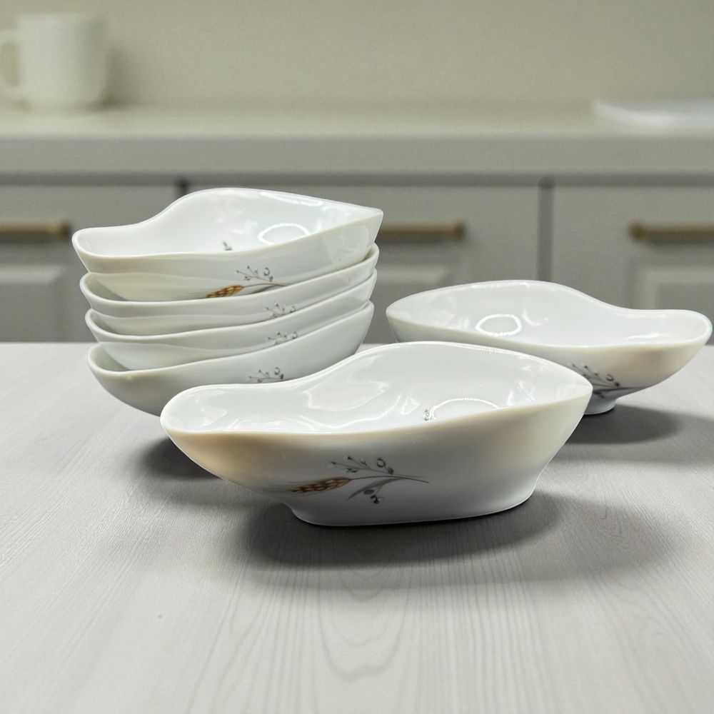 Ancien service à avocats : 6 coupelles en porcelaine de Limoges - Décor floral à la main - France - Vers 1970 - Collection - Déco