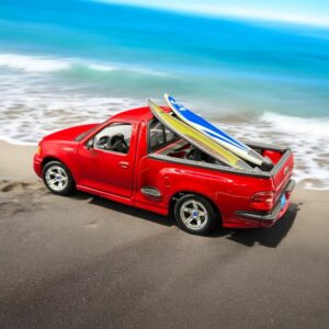 Voiture miniature - 1/21 - Ford F-150 Svt Pick Up Surf - Modèle original rouge introuvable avec les deux planches de surf - Maisto - Numérotée