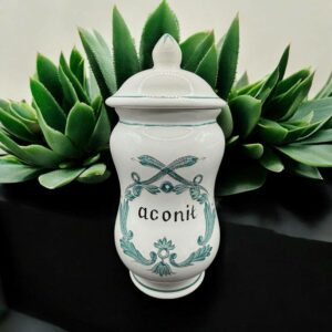 pot de pharmacie/d'apothicaire en céramique peint à la main - Aconit - Décoration - Collectio