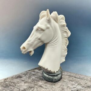 Rare Statuette/buste ancien représentant une tête de cheval - Signée par l'artiste italien A. Giannelli - Sur piédouche en marbre - Décoration - Collection