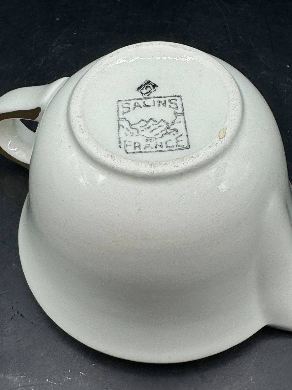 Magnifique et rare Service à café complet de la faïencerie de Salins France en Opacéline - Modèle Damier Rouge - Vers 1950 - Décoration - Collection – Image 4