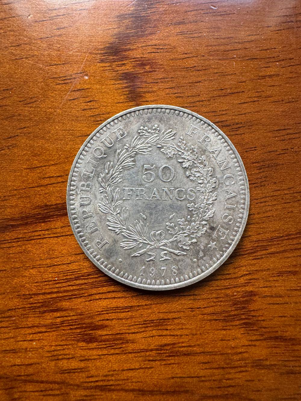 Pièce de monnaie de 50 Francs - En Argent - Hercule datant de 1978 - Collection - Numismate – Image 2