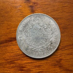 Pièce de monnaie de 50 Francs - En Argent - Hercule datant de 1978 - Collection - Numismate